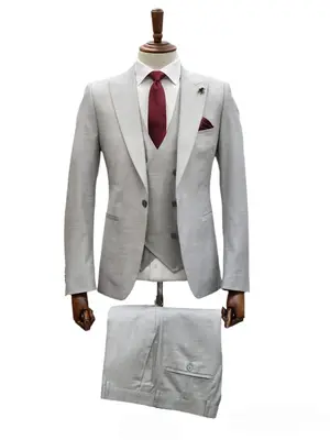Giovanni Testi Suits With Double Breasted Vest - 3 Pieces Peak Lapel in Gray