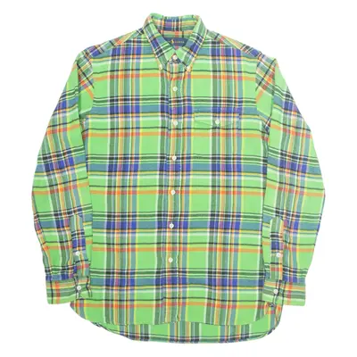 RALPH LAUREN Mens Shirt Green Check Long Sleeve S