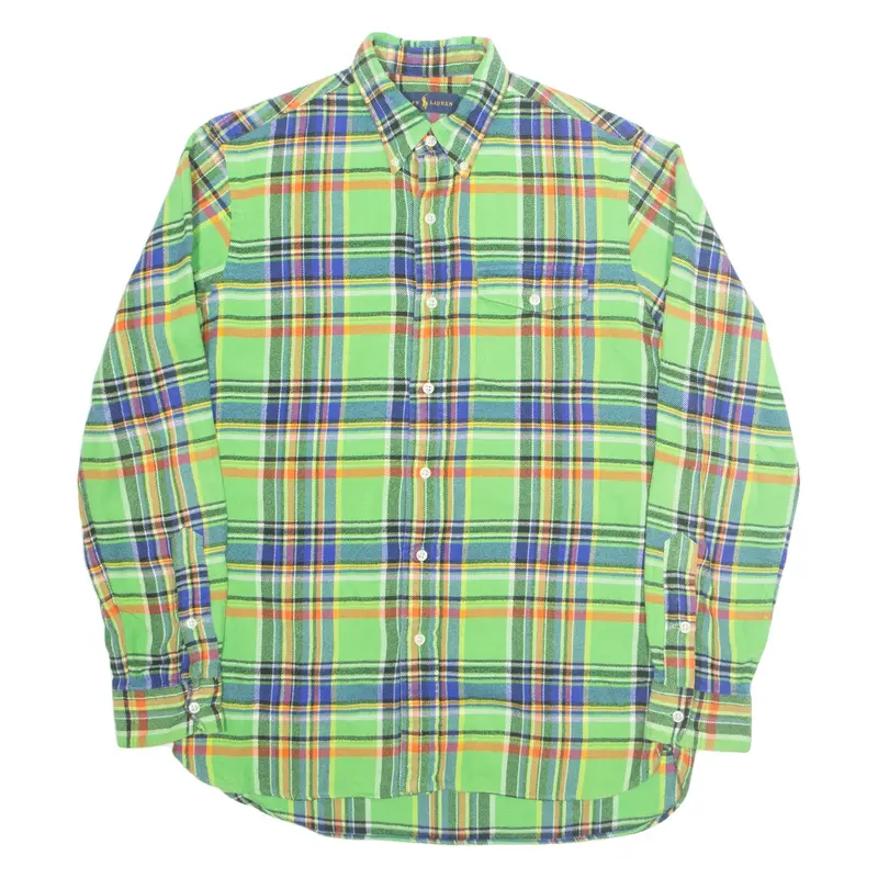 RALPH LAUREN Mens Shirt Green Check Long Sleeve S
