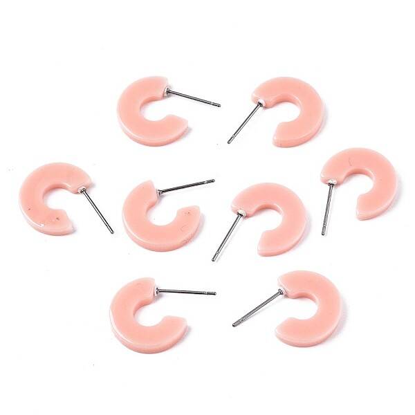 Opaque Cellulose Acetate(Resin) Half Hoop Earrings