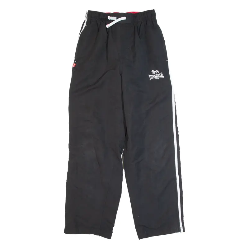 LONSDALE Mesh Lined Boys Track Pants Black Straight 11-12Y W22 L27