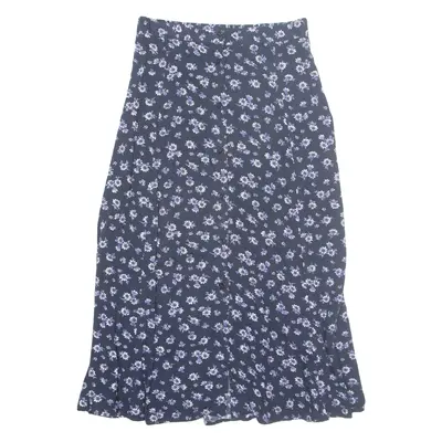 PETITE Womens A-Line Skirt Blue Midi Floral S