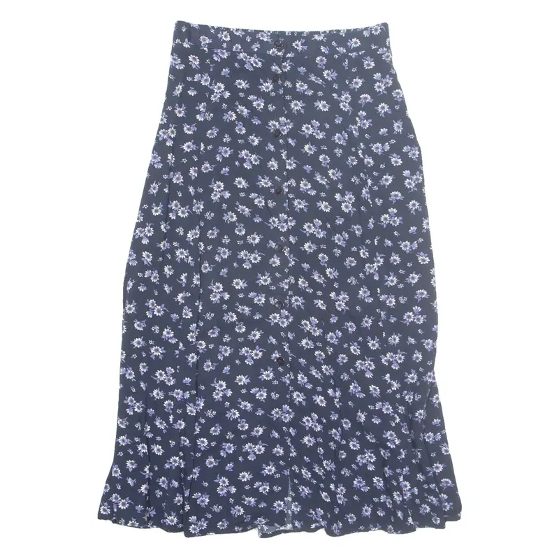 PETITE Womens A-Line Skirt Blue Midi Floral S