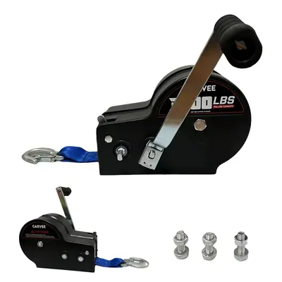 Garvee 3500lbs Heavy Duty Boat Trailer Winch with 33ft Strap, 4:1/8:1 Gear Ratio Hand Winch, Portable Hand Crank Winch for To...