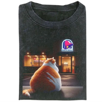 Funny Cat Fat Tacobell Vintage Graphic T Shirt, Funny Meme Tee, Cat Lover Unisex T Shirt, Top Menswear