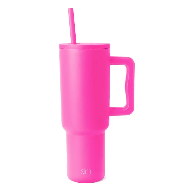 Simple Modern 40oz Trek Tumbler with Handle and Straw Lid - Vacuum Insulated Stainless Steel, Reusable, Cupholder Friendly