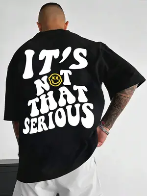 Men's Cartoon Letter Graphic Print Round Neck Sleep Tee, Regular Fit Casual Short Sleeve Pajama T-shirt, Men's Summer Sleepw...