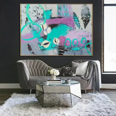 Oversized Original Abstract Light Blue Paintings On Canvas Modern Colorful Painting Textured Fine Art Oil Painting | FOGGY AP...