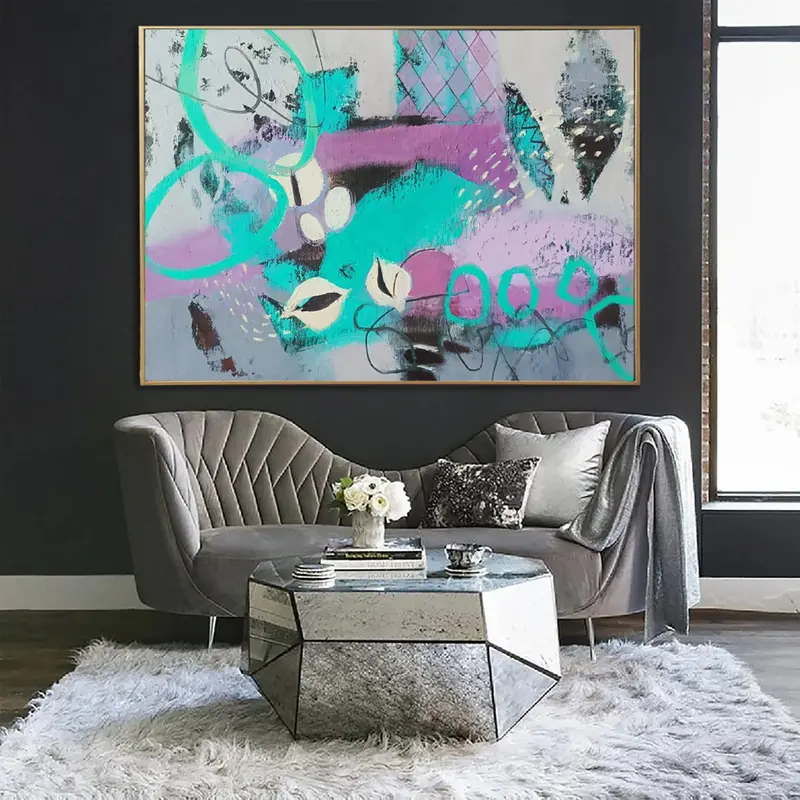 Oversized Original Abstract Light Blue Paintings On Canvas Modern Colorful Painting Textured Fine Art Oil Painting | FOGGY AP...