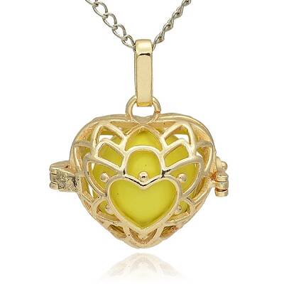 Golden Tone Brass Hollow Heart Cage Pendants