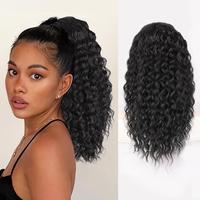 AISI QUEENS Summervibes Drawstring Ponytail Extension for Black Women 18 inch Synthetic Long Afro Curly Fluffy Ponytail for D...