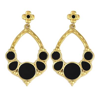PVD Vacuum Plating 304 Stainless Steel Enamel Flower Dangle Stud Earrings