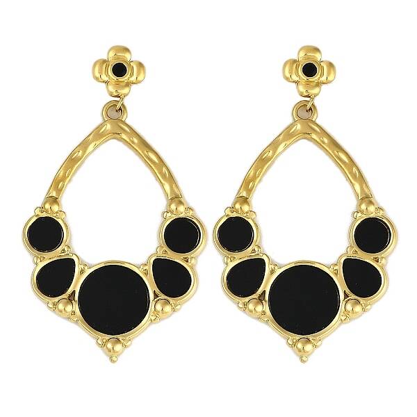 PVD Vacuum Plating 304 Stainless Steel Enamel Flower Dangle Stud Earrings