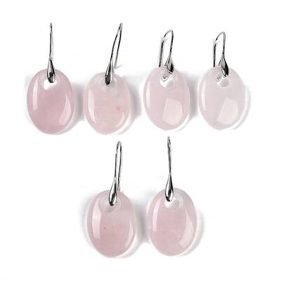 Natural Rose Quartz Dangle Earrings
