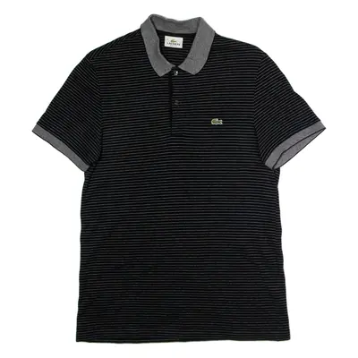 LACOSTE Mens Polo Shirt Black Striped M