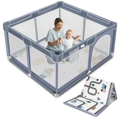 Baby Playpen for Indoor&Outdoor Playard Kids Activity Center with Gate, Portable Fence Area for Babies and Toddlers playpen,B...