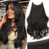 Invisible Wire Hair Extensions Full Head Long Wavy Layered Clips in on Synthetic Hair Extensions  Hairpieces for Women 6 Clip...