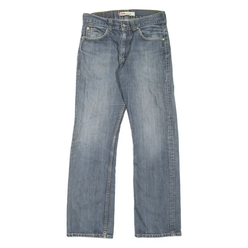 LEVI'S 506 Jeans Mens Blue Regular Straight Stone Wash W30 L32