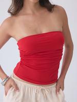 Solid Ruched Tube Top