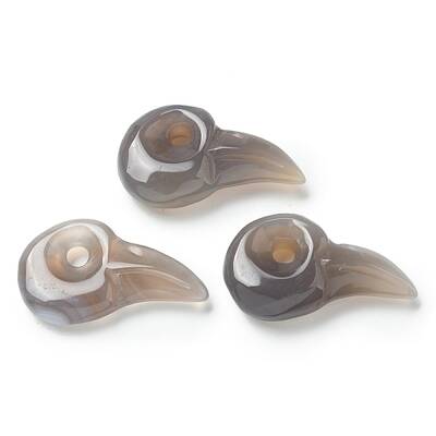 Natural Grey Agate Carved Pendants