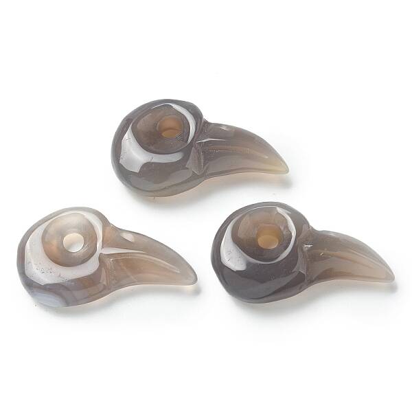 Natural Grey Agate Carved Pendants