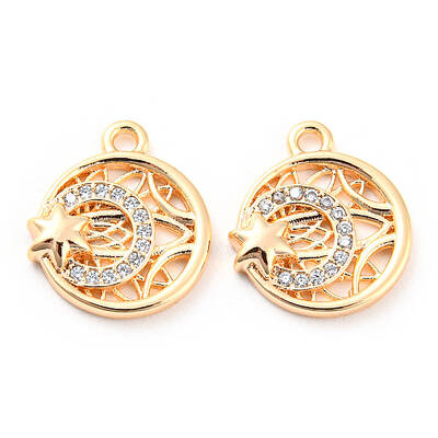Brass Micro Pave Cubic Zirconia Charms