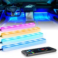 Car LED Lights,Smart App Control,RGB Inside Car Lights DIY Dynamic Color Music Mode 4Pcs Strip Lights for Cars with Car Charg...