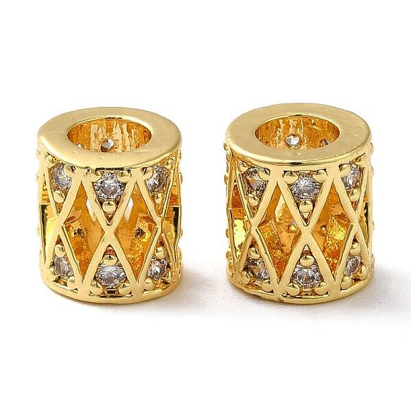 Brass Micro Pave Cubic Zirconia European Beads