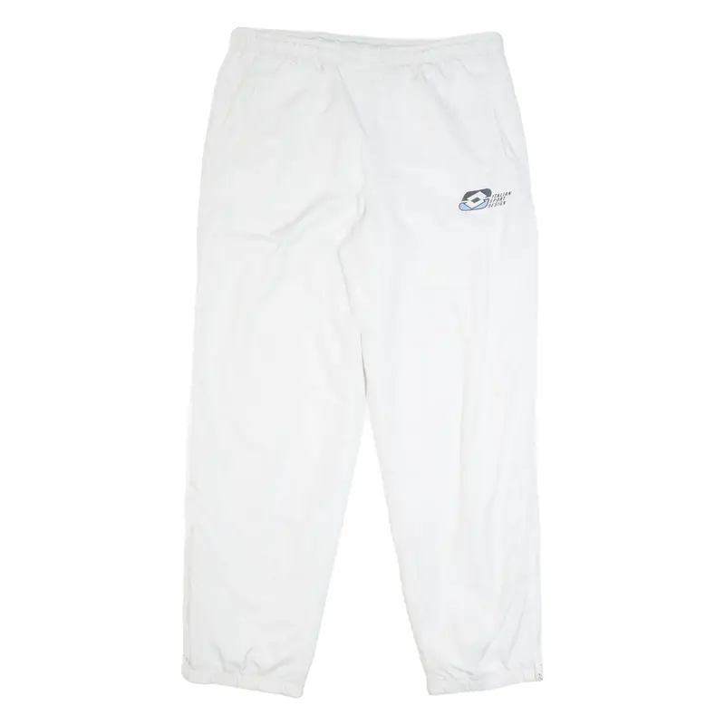 LOTTO Mesh Lined Mens Track Pants White Tapered L W36 L32