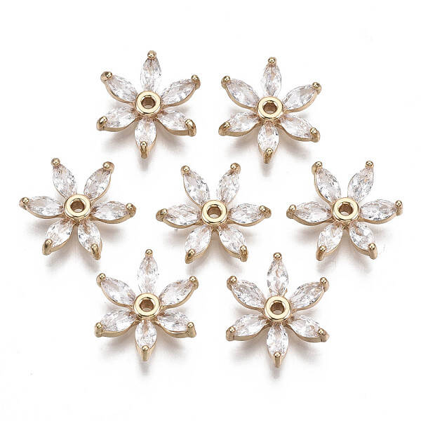 Brass Micro Pave Cubic Zirconia Beads