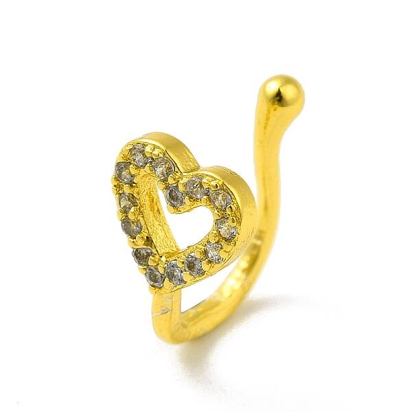 Clear Cubic Zirconia Hollow Heart Clip on Nose Ring