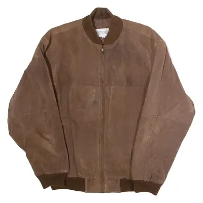 OUTRIGGER Mens Bomber Jacket Brown Leather 90s M