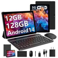 POWMUS | YUMKEM 2025 NEW 10inches Tablet 128GB Android 14 Internet Tablet PC, 2 In 1 Laptop Computer 1280*800 HD With Keyboar...