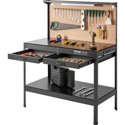 VEVOR Workbench A3 Steel Work Bench For Garage max. 1500W Heavy Duty Workbench 220lbs Weight Capacity 0.47\