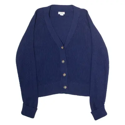 FAT FACE Womens Cardigan Blue V-Neck Chunky Knit UK 14