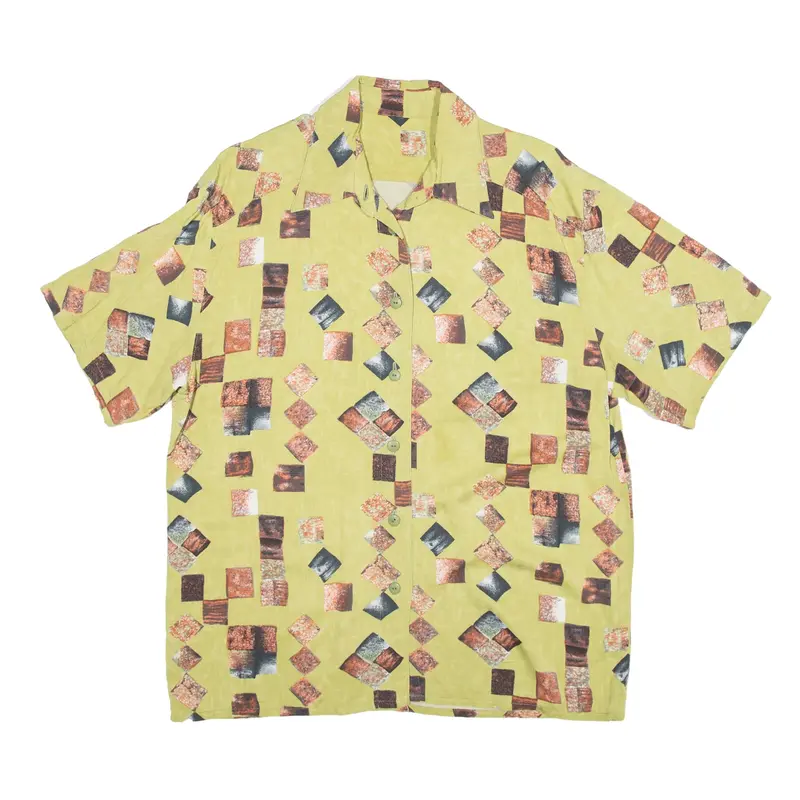 Shirt Green Geometric Short Sleeve Womens L