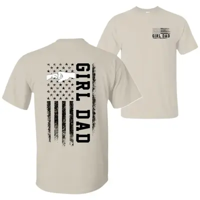 Father Daughter Bond Graphic Tee, Symbolic Flag & Fist Bump, Funny Men's Shirt for Father's Day, Best Dad Ever, Trendy Gift f...