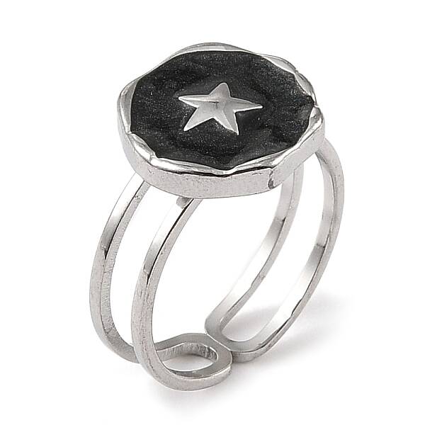 304 Stainless Steel Enamel Open Cuff Rings for Women