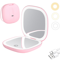Pocket Mirror 1X/10X Magnification with LED Light for Makeup, Portable Folding Mirror with Light, Compact Travel Makeup Mirro...