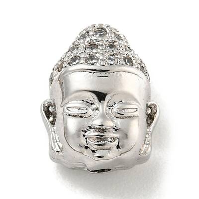 Brass Micro Pave Clear Cubic Zirconia Beads