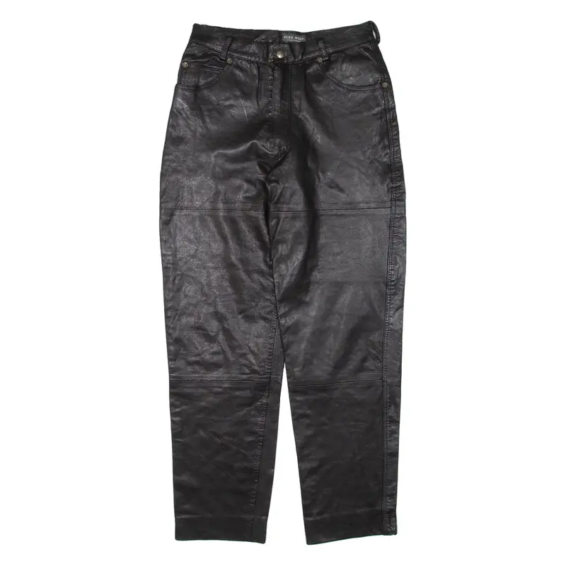 Womens Leather Trousers Black Regular Tapered W27 L28