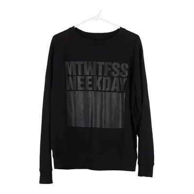 Weekday Graphic Sweatshirt - Large Black Cotton Blend