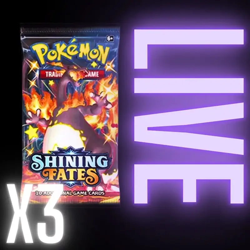 3 PACK BUNDLE Pokémon Shining Fates Booster Pack Card Game