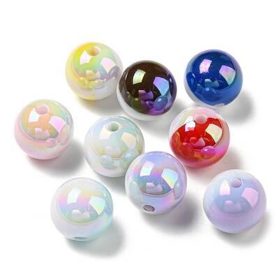 UV Plating Rainbow Iridescent Opaque Acrylic Beads