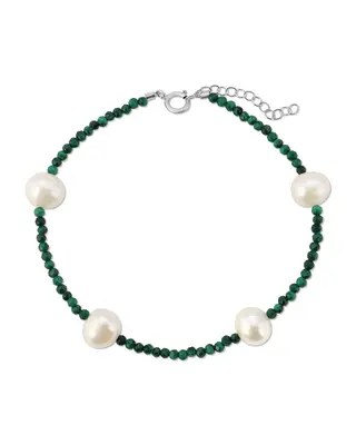 Toni Bracelet | Metal Color: Silver | Gemstone: Malachite | Length: Adjustable 6 - 7 inches