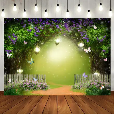 Aperturee Butterfly Floral Dense Theme Baby Shower Backdrop