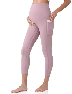 POSHDIVAH Women's Maternity Capri Leggings Over The Belly Pregnancy Workout Active Stretchy Pants with Pockets maternity soli...