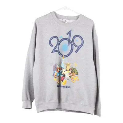 Disney Graphic Sweatshirt - Large Grey Cotton Blend