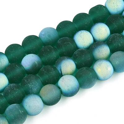 Frosted Transparent Glass Beads Strands