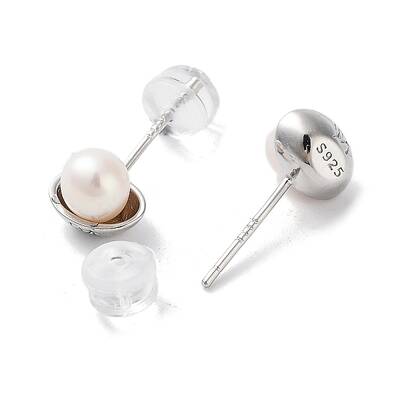 Natural Pearl Stud Earrings for Women